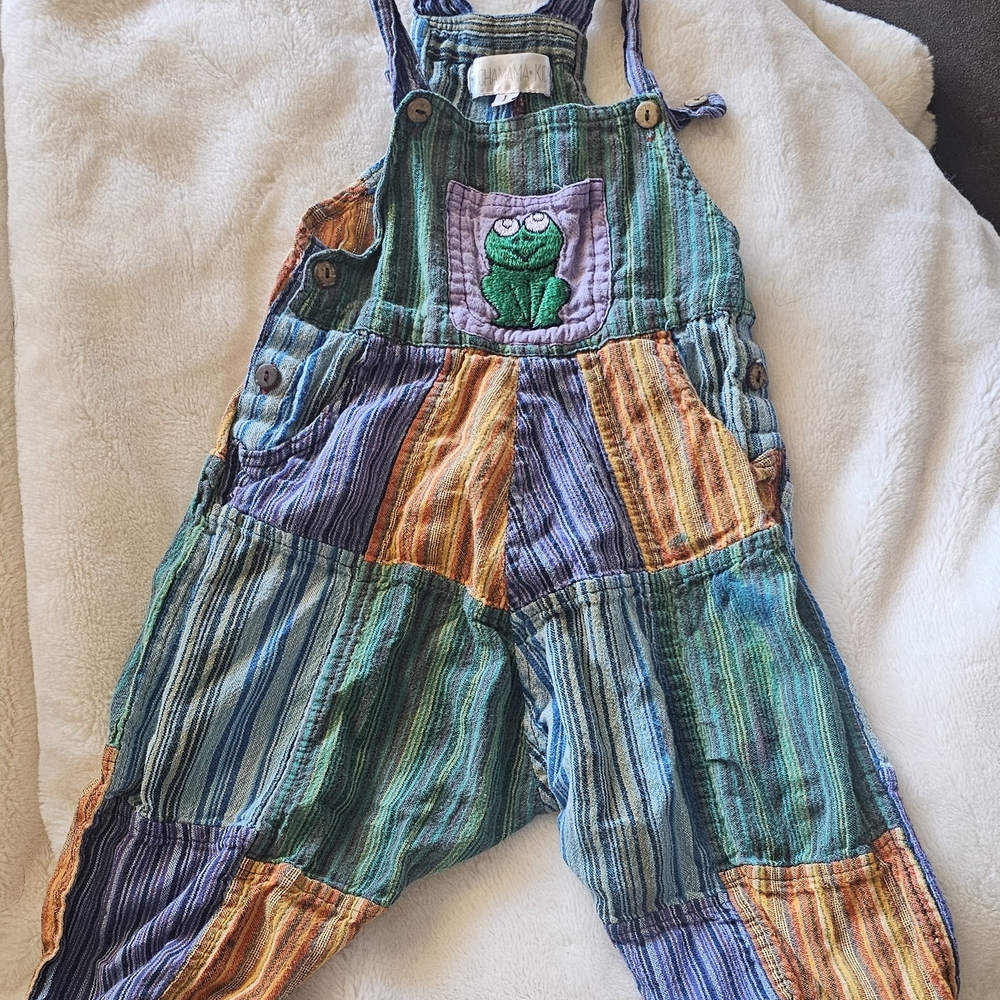 Striped Multicolor Kids Overalls